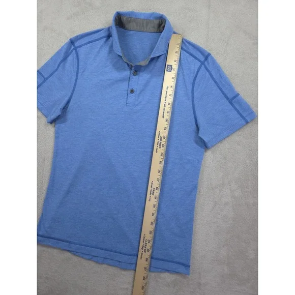 Lululemon Polo Shirt Mens Medium Performance Stretch Short Sleeve Blue - Picture 6 of 7